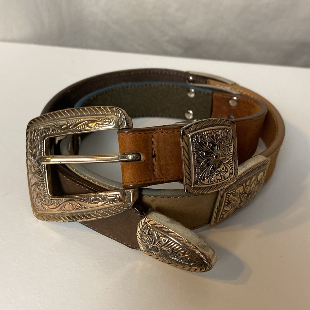 Brighton Leather Belt Women’s S Multi Colored Metal Accents Western Cowgirl 1994